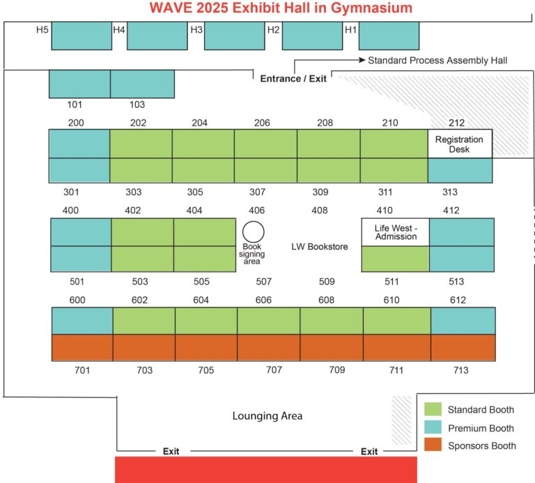 Exhibit hall floor plan at The WAVE 2025 - Life West's annual chiropractic conference