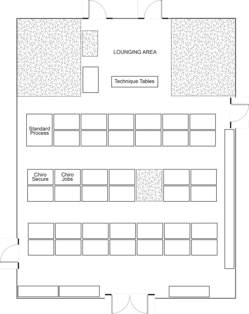 Exhibit hall floor plan for The WAVE 2026 - Life West's annual chiropractic conference in Northern California