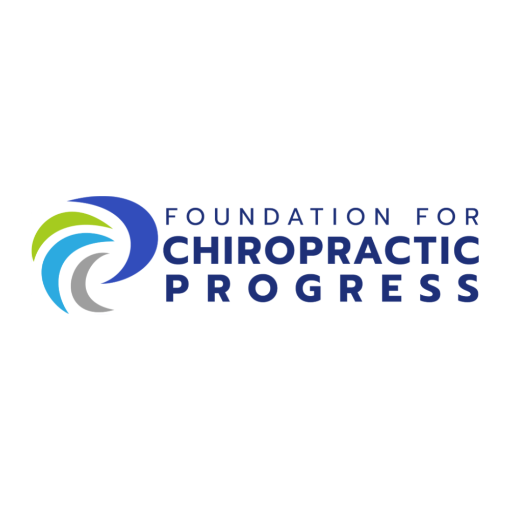 Foundation for Chiropractic Progress logo with multicolored swooshes to the left and blue text spelling the organization's name on the right.