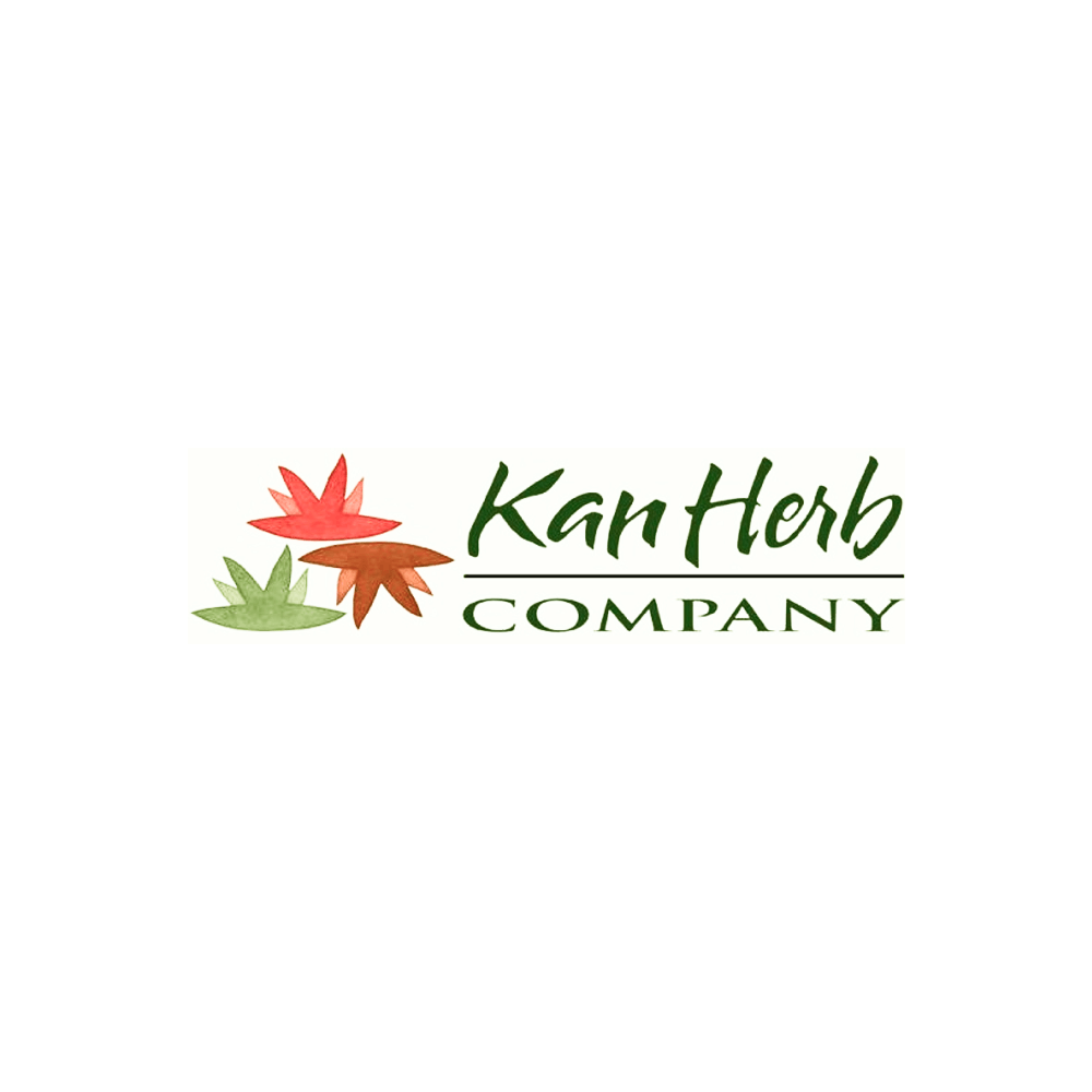 KanHerb Company logo with three colorful leaves (green, red, orange) to the left of the green script text 'KanHerb' and 'COMPANY' beneath.