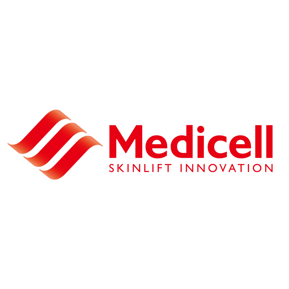 Medicell logo with red waves icon and 'Medicell Skinlift Innovation' wordmark on white background